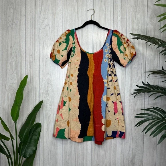 Farm Rio Super Fun Daisy Mini Dress Puff Sleeve size XS Extra Small - Picture 3 of 11